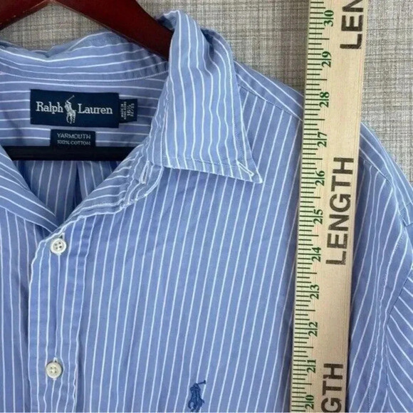 Ralph Lauren Shirt Button Down Long Sleeve Mens Size 16.5 blue 0007 - Picture 5 of 8